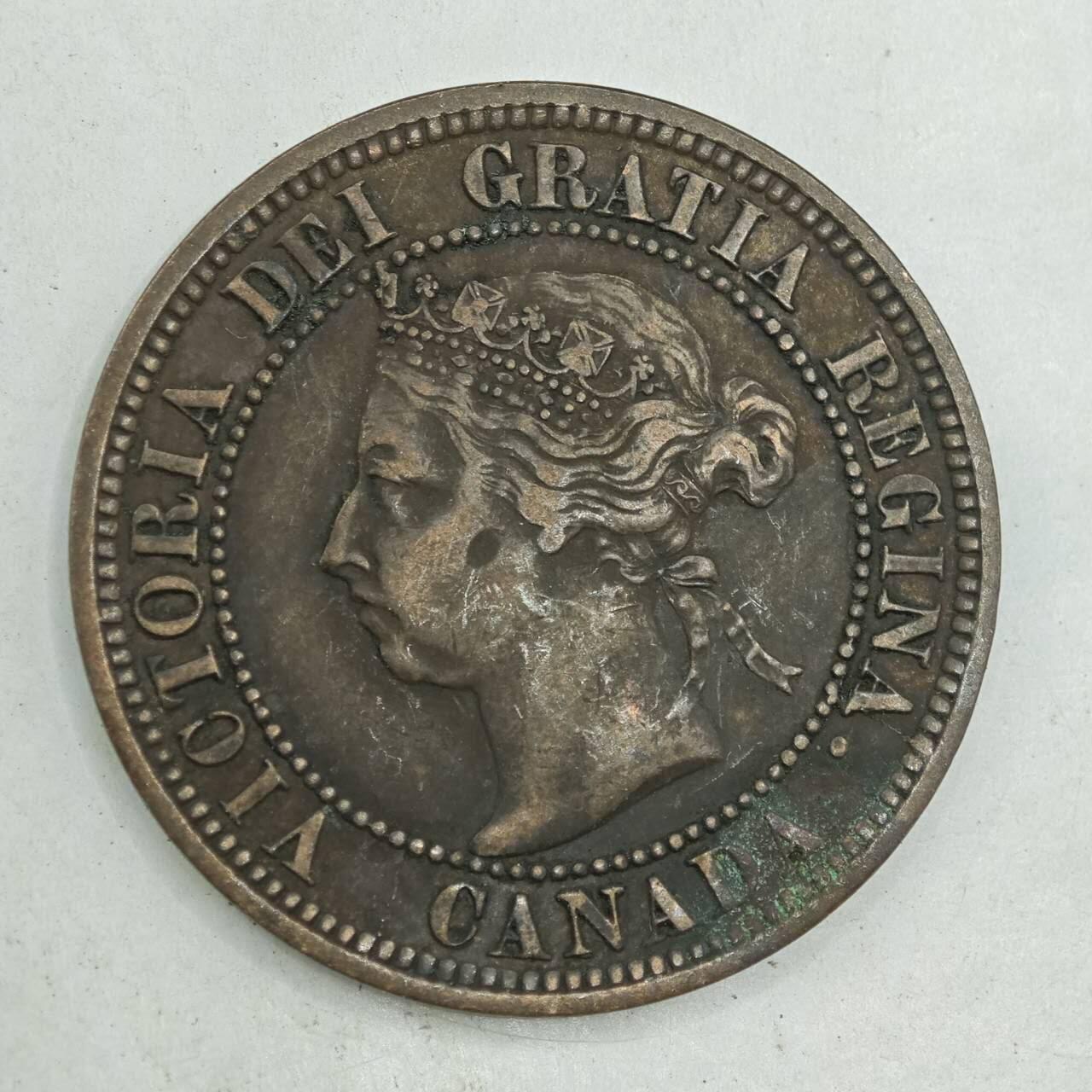 【淘币小摊】限时拍第七百八十四拍  老铜币场  满百包邮可预留两周  周一统一发货  加拿大1891年维多利亚一分铜币