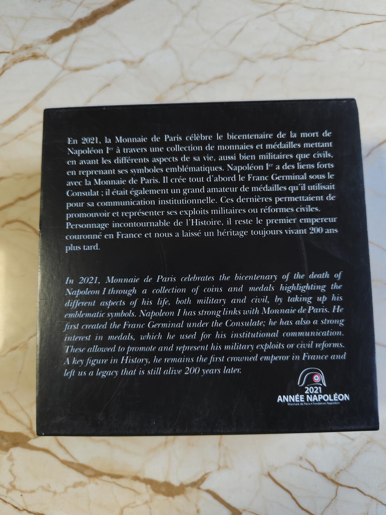 第180期拍卖【长期征集拍品】【北京币展专场】 法国2021年拿破仑逝世200周年异形精制纪念银币，999银，22.2克，有氧化