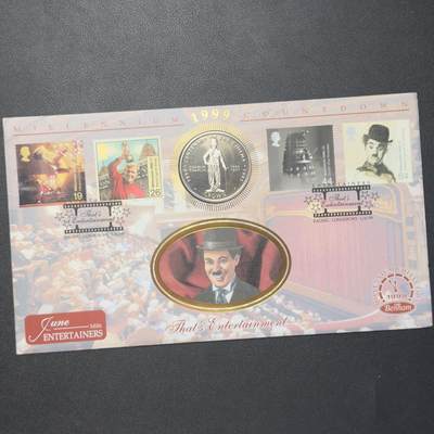 ＜小葵钱铺＞第64期·克朗币·套币·银币场·满200包邮，不寄存·3号发货 - 〈邮币封〉直布罗陀1996年电影百年·卓别林1克朗纪念币