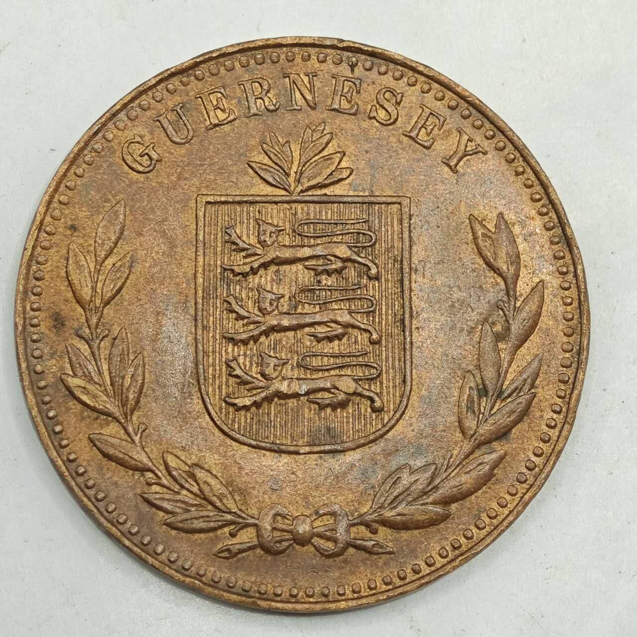 【淘币小摊】限时拍第七百八十四拍  老铜币场  满百包邮可预留两周  周一统一发货  根西岛1947年8道布铜币