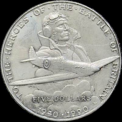 ＜小葵钱铺＞第64期·克朗币·套币·银币场·满200包邮，不寄存·3号发货 - 马绍尔群岛1990年不列颠战役战役50周年5元克朗型纪念币