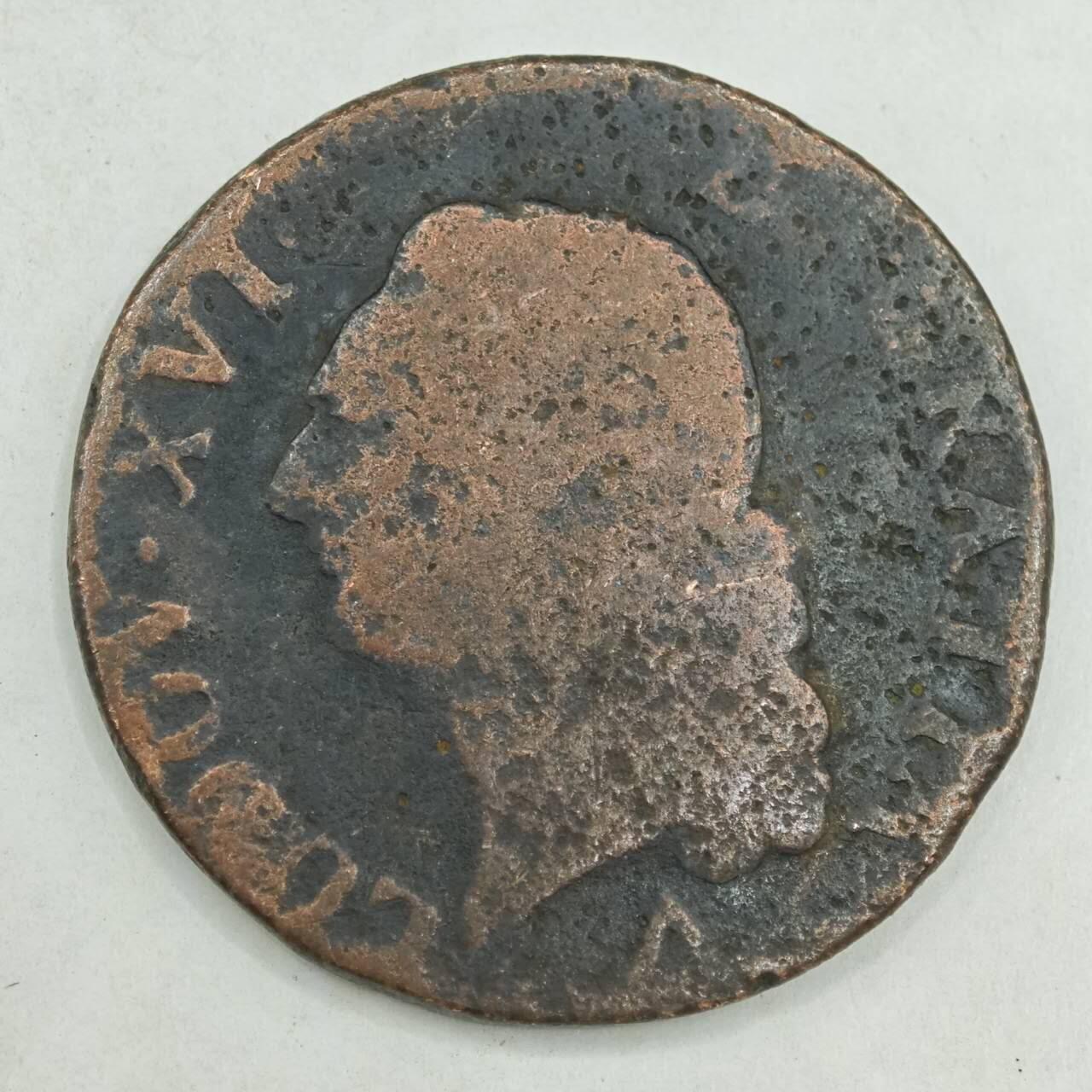 【淘币小摊】限时拍第七百八十四拍  老铜币场  满百包邮可预留两周  周一统一发货  英国路易十六1LIARD铜币