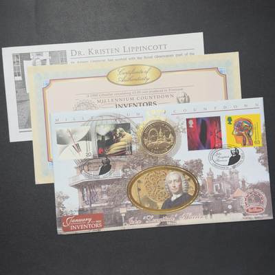 ＜小葵钱铺＞第64期·克朗币·套币·银币场·满200包邮，不寄存·3号发货 - 〈邮币封·利平科特博士-皇家天文台馆长签名〉直布罗陀1998年千禧穹顶5镑克朗型纪念币