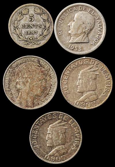 修遠堂世界钱币第九十一期 - 拉美旧银币一组 总重11.76g