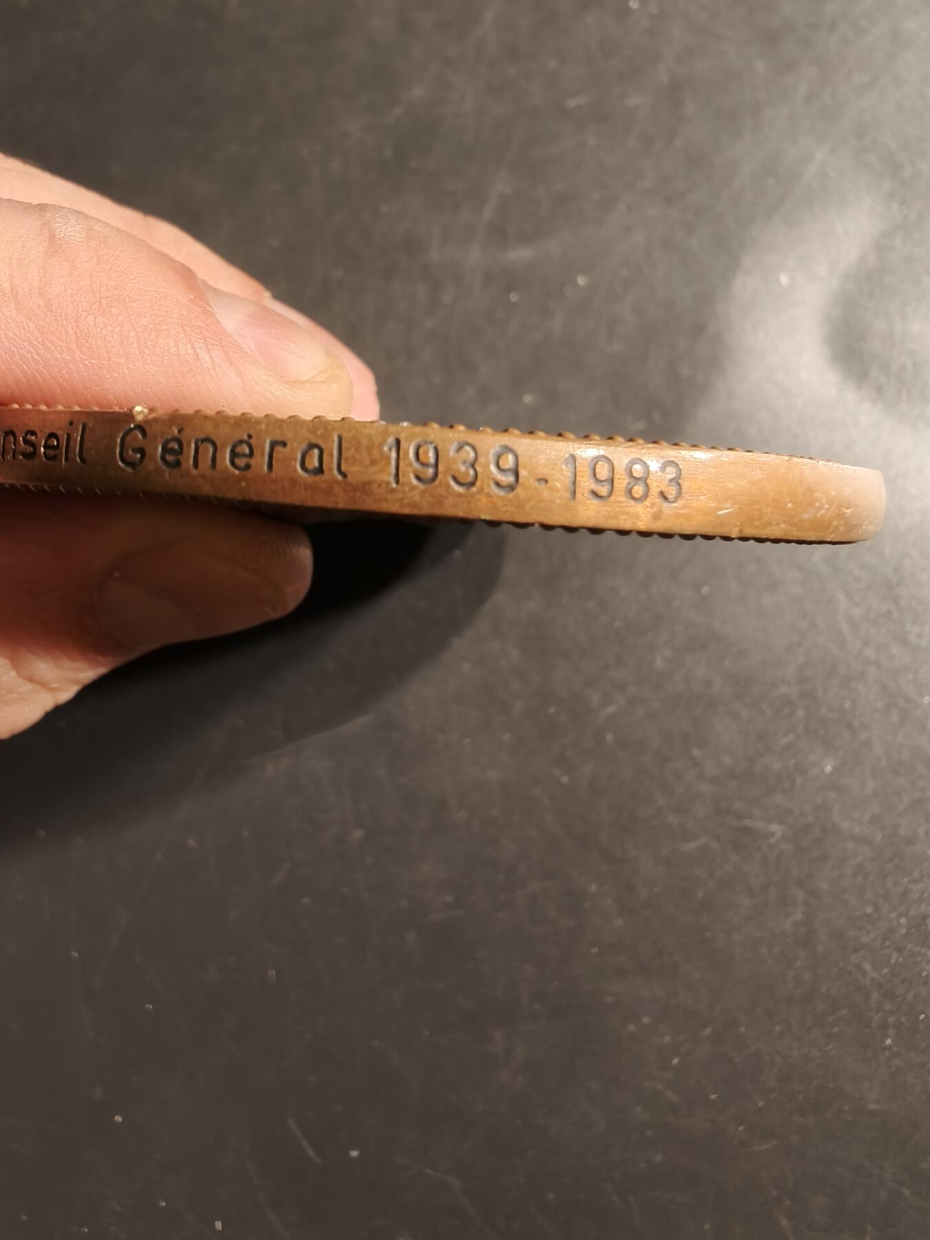 老王徽章第160期  法国索姆省议会大铜章     直径81mm.   重量224.8g