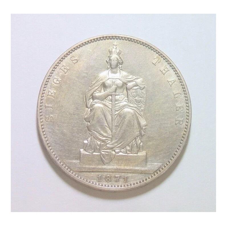 【银】德国普鲁士1871年 普法战争胜利1泰勒银币 初铸极美品