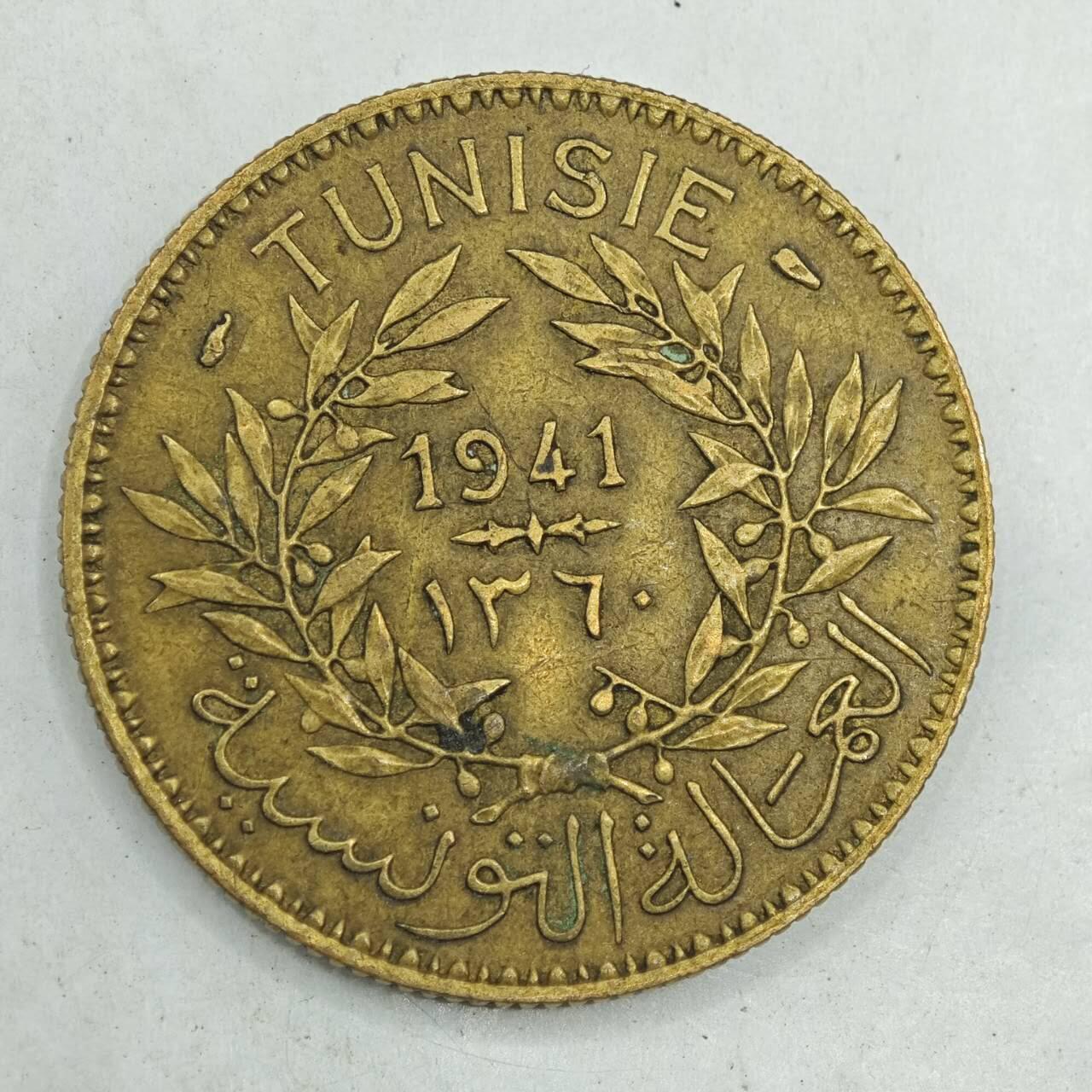 【淘币小摊】限时拍第七百八十四拍  老铜币场  满百包邮可预留两周  周一统一发货  突尼斯1941年2法郎铜币