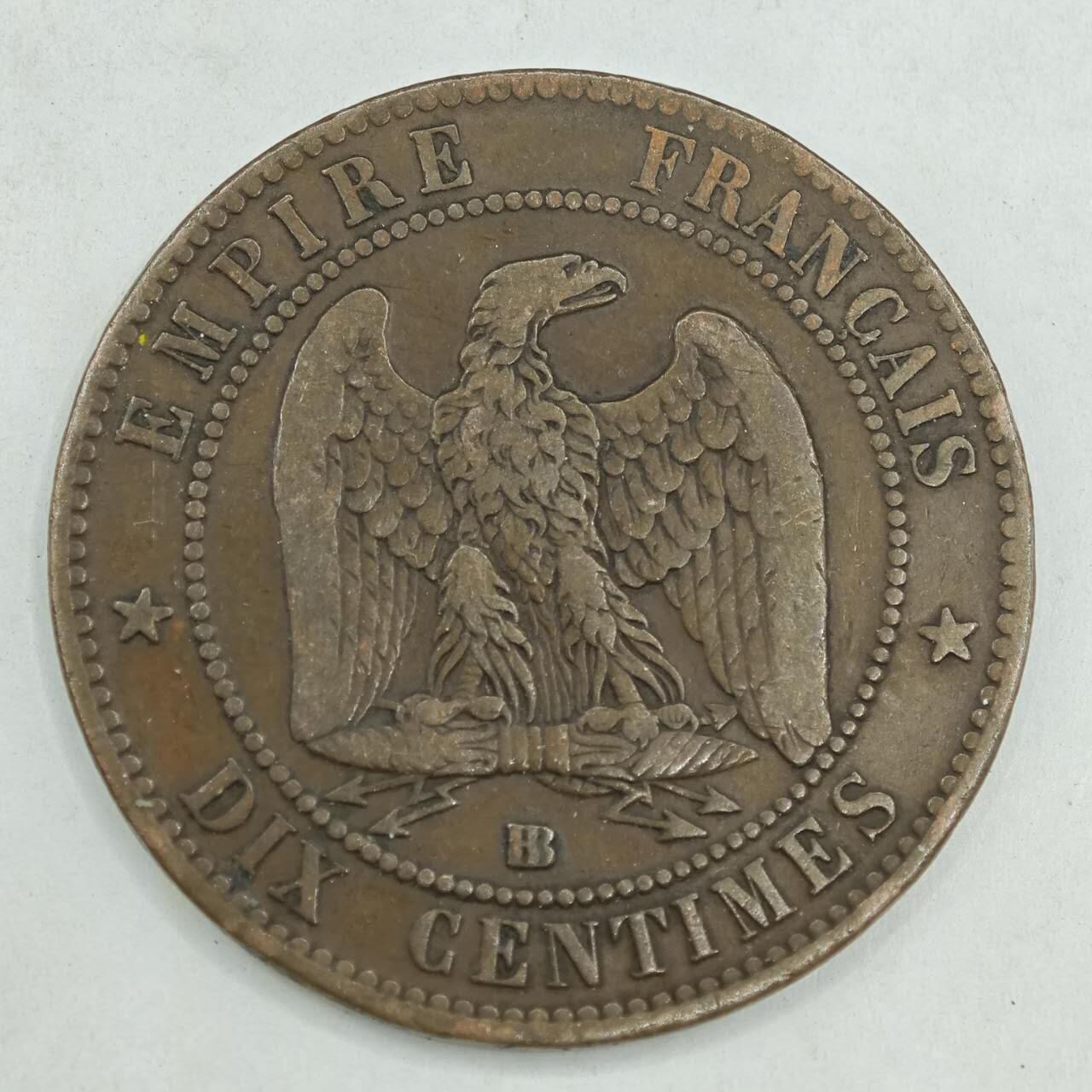 【淘币小摊】限时拍第七百八十四拍  老铜币场  满百包邮可预留两周  周一统一发货  法国1862年拿破仑三世10分铜币