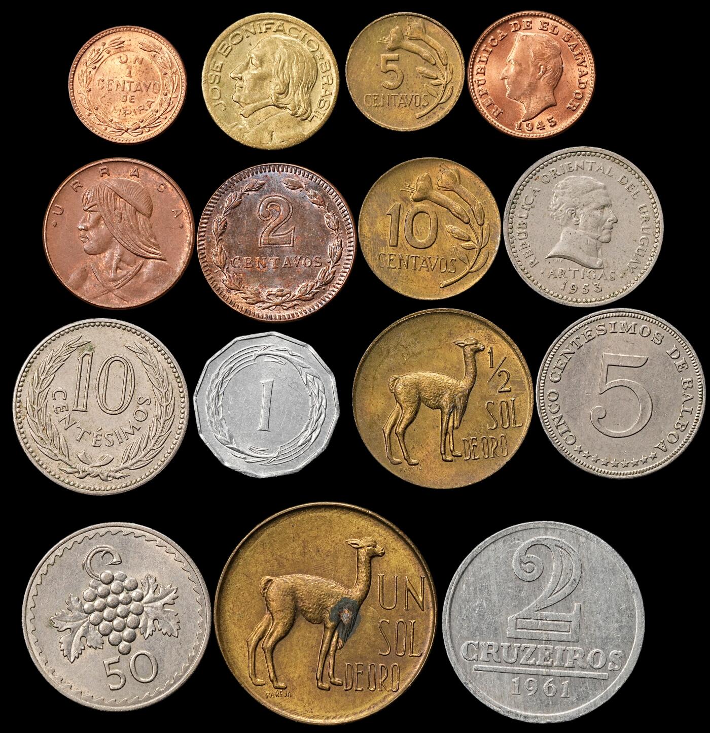 修遠堂世界钱币第九十一期 未流通 拉美钱币一组