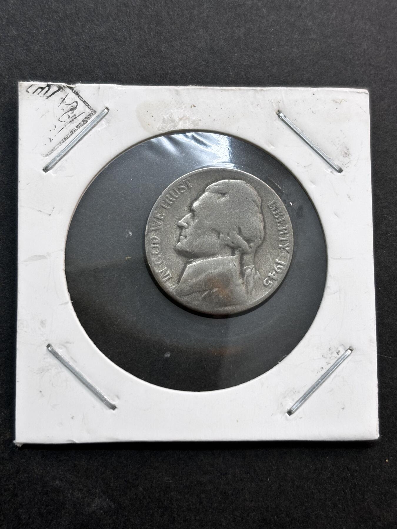 文馨钱币收藏第 278 场，银元，纸币，铜章场 长期接收代拍品 1945 年美国杰斐逊 5 美分银币 S 版，第十二版，只发行 1942-1945 年