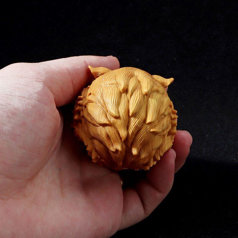 听雨轩（14）木雕 小叶黄杨木雕手把玩件老虎头保健球文玩 5cm