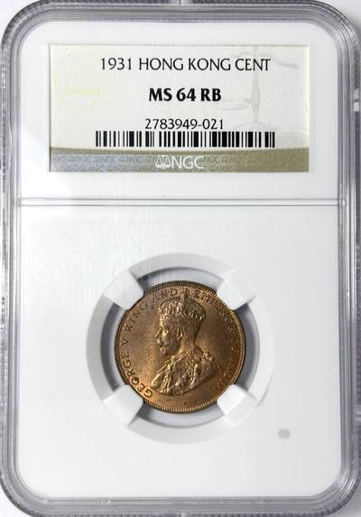 【雨安】【世界币章112-113期】周五/周六 两场连拍 2025-11-01 周六 19:30 保真 8秒倒数自动落锤 高效拍卖 - [中国香港] 香港 1仙 1931年 乔治五世 一仙 NGC-MS64