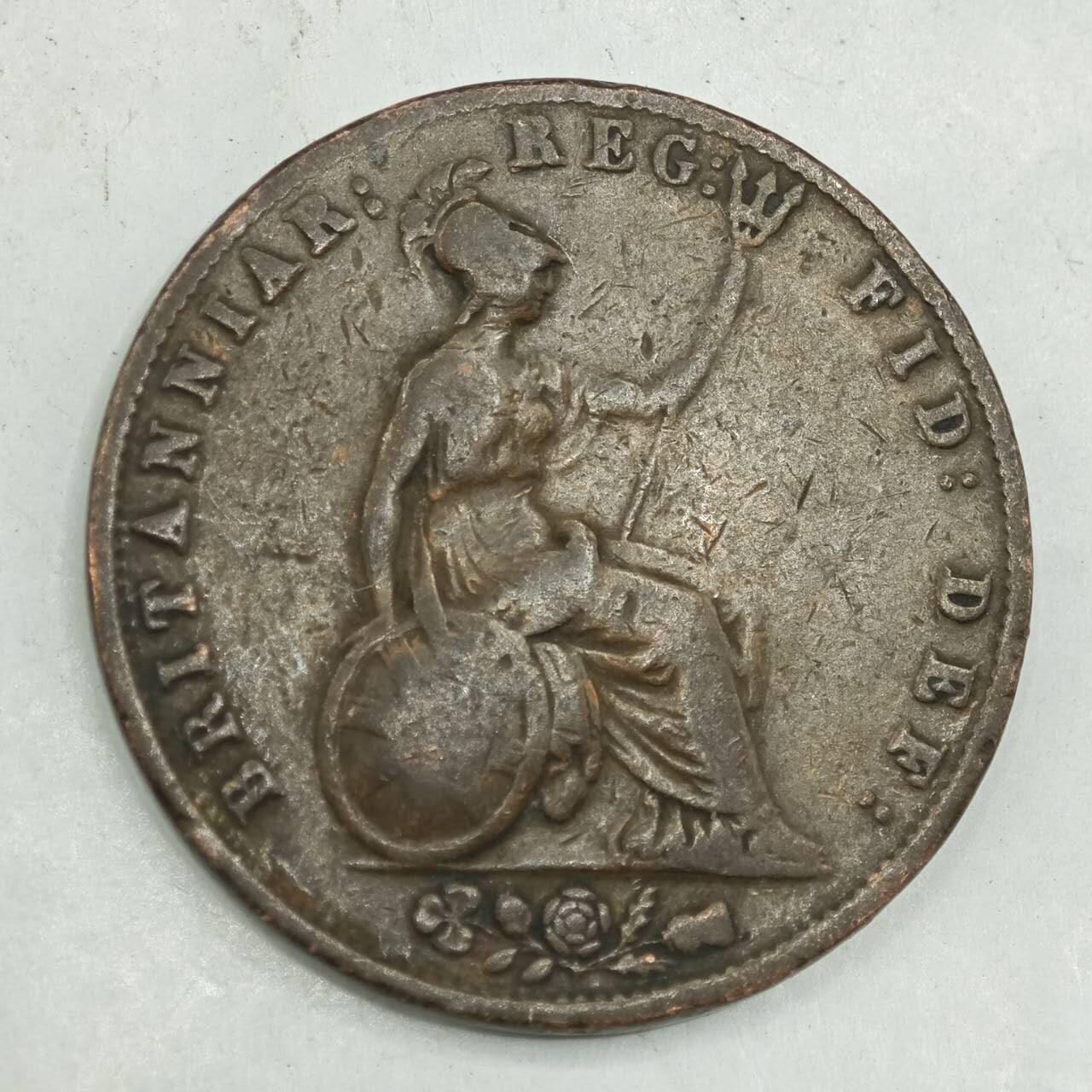 【淘币小摊】限时拍第七百八十四拍  老铜币场  满百包邮可预留两周  周一统一发货  英国1838年维多利亚半便士铜币