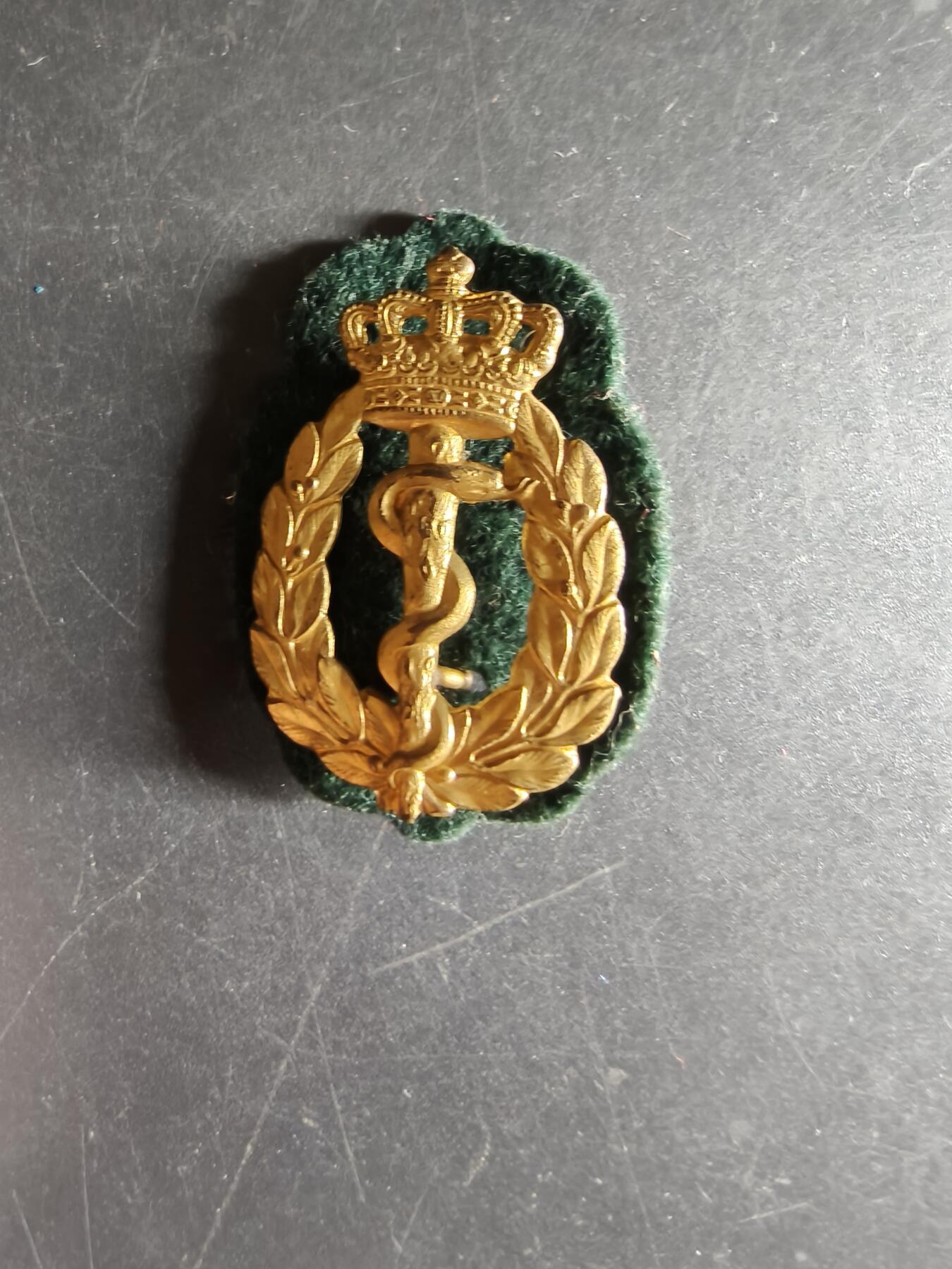 老王徽章第160期 丹麦军医帽徽 底衬完整