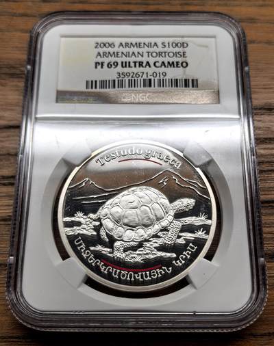 凡希社世界钱币微拍第三百十三期 - 2006亚美尼亚乌龟100D大银精铸NGC-PF69UC