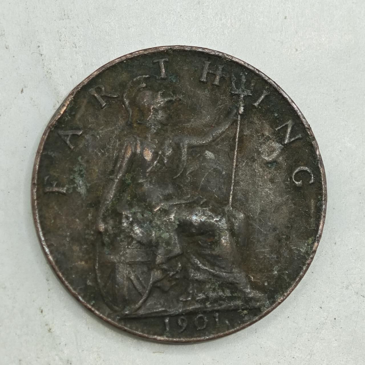 【淘币小摊】限时拍第七百八十四拍  老铜币场  满百包邮可预留两周  周一统一发货  英国1901年维多利亚法新铜币