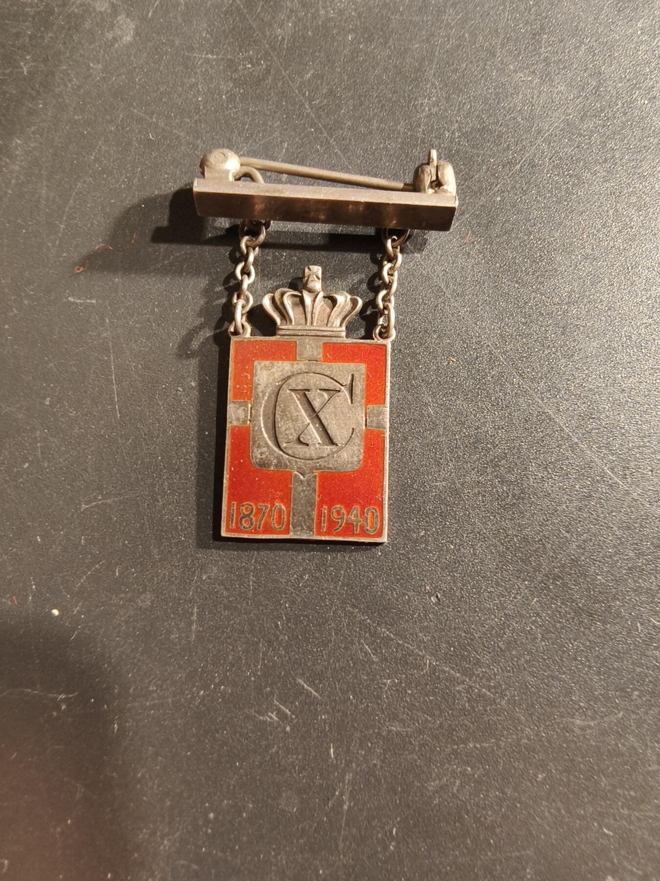 老王徽章第160期 丹麦克里斯蒂安十世70大寿纪念章    925银质珐琅    4.5g