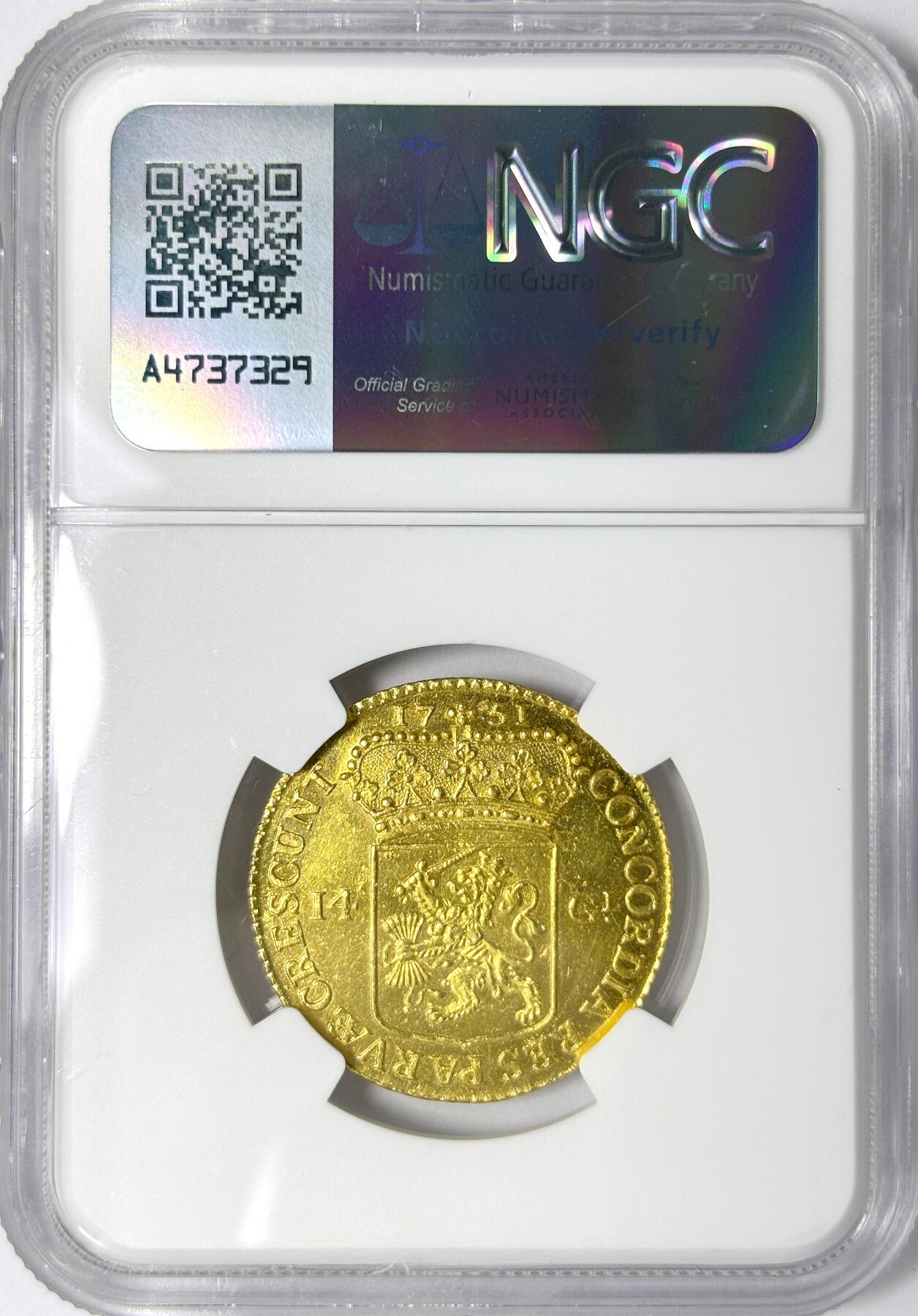 【雨安】【世界币章112-113期】周五/周六 两场连拍 2025-11-01 周六 19:30 保真 8秒倒数自动落锤 高效拍卖 [金币] Netherlands 荷兰 共和国 乌特勒支 14盾 1751年 金马剑 NGC-UNC