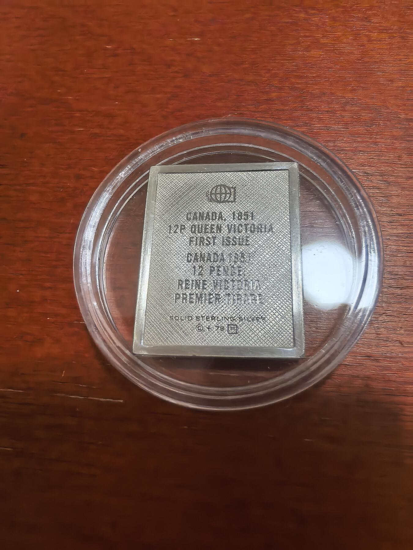 长老汇蛇年精选第六十九场拍卖 纪念1851年加拿大首枚邮票12便士维多利亚发行的矩形银邮票，925银