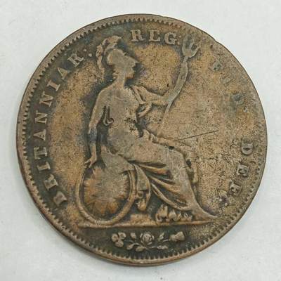 【淘币小摊】限时拍第七百八十四拍  老铜币场  满百包邮可预留两周  周一统一发货  - 英国1847年维多利亚一便士铜币