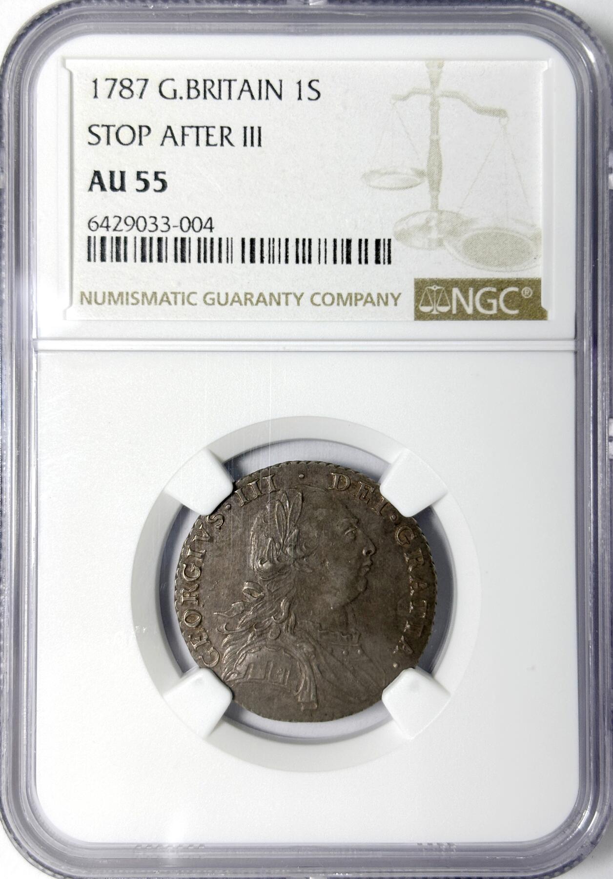 【雨安】【世界币章112-113期】周五/周六 两场连拍 2025-11-01 周六 19:30 保真 8秒倒数自动落锤 高效拍卖 [评级欧洲] Great Britain 英国 1先令 1787年 乔治三世 NGC-AU55