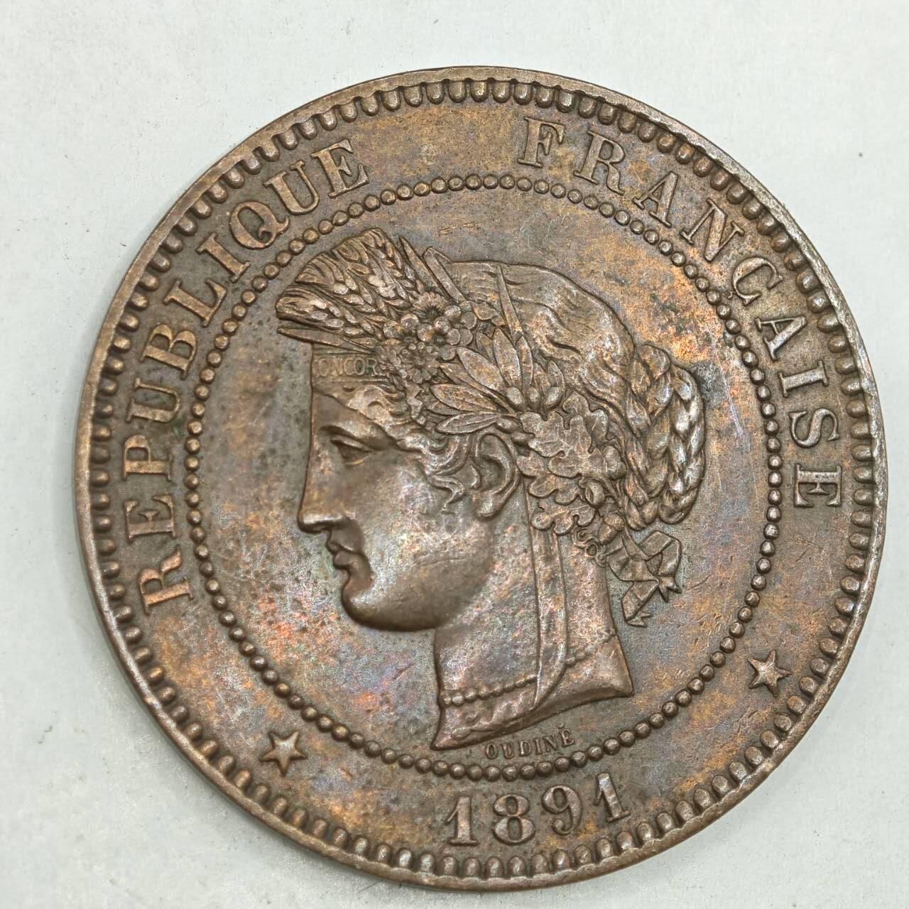 【淘币小摊】限时拍第七百八十四拍  老铜币场  满百包邮可预留两周  周一统一发货  法国1891年谷物女神10分铜币