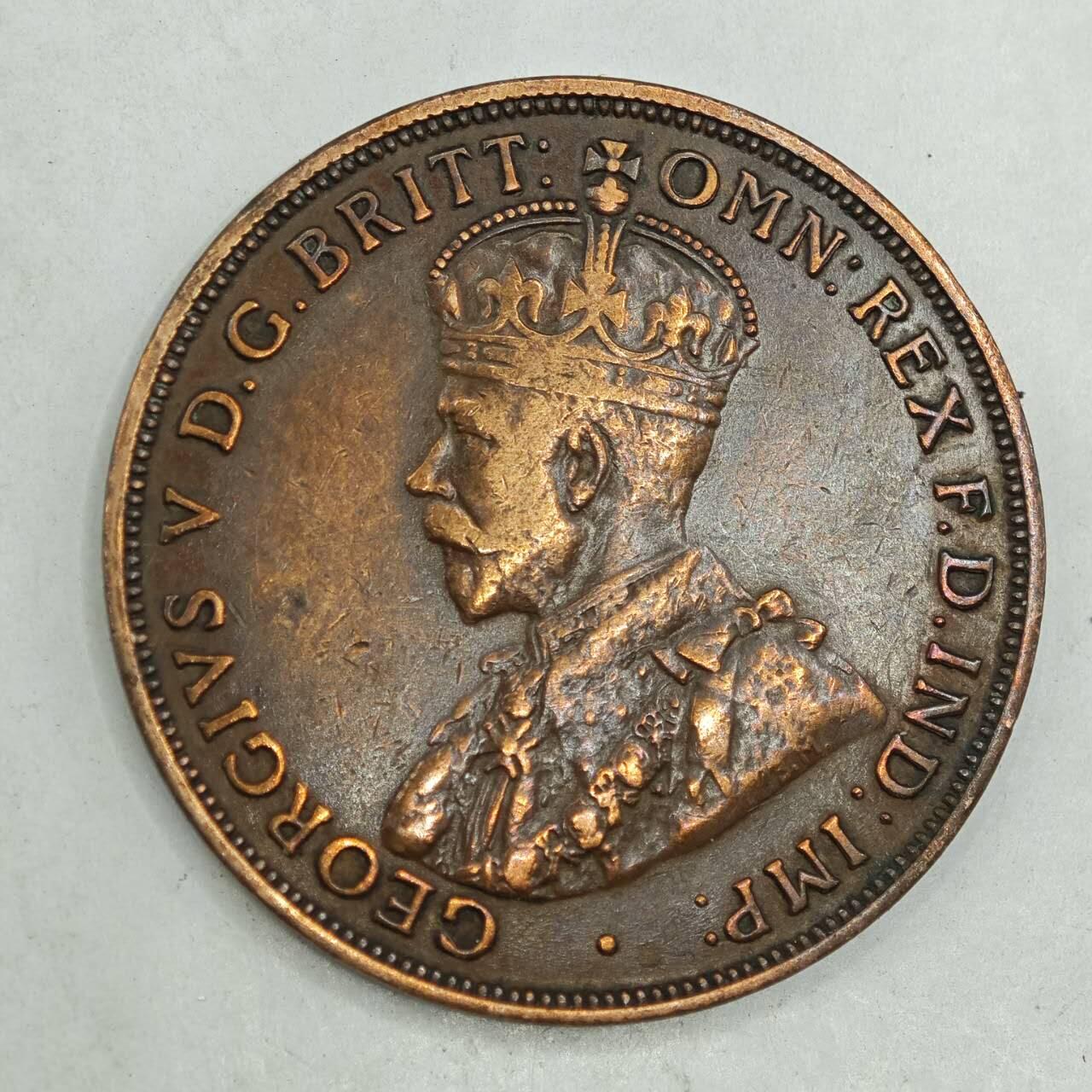 【淘币小摊】限时拍第七百八十四拍  老铜币场  满百包邮可预留两周  周一统一发货  澳大利亚917年乔治五世一便士铜币