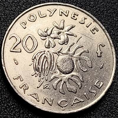 泉币菌-第122场-精品福利场 - 鲜花香草面包果 法属波利尼西亚20法郎镍制硬币 28.3毫米10.0克