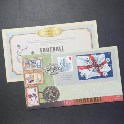 ＜小葵钱铺＞第64期·克朗币·套币·银币场·满200包邮，不寄存·3号发货 - 〈邮币封〉马恩岛2002年日韩世界杯1克朗纪念币