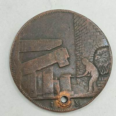 【淘币小摊】限时拍第七百八十四拍  老铜币场  满百包邮可预留两周  周一统一发货  - 英国1793年半便士铜币代币