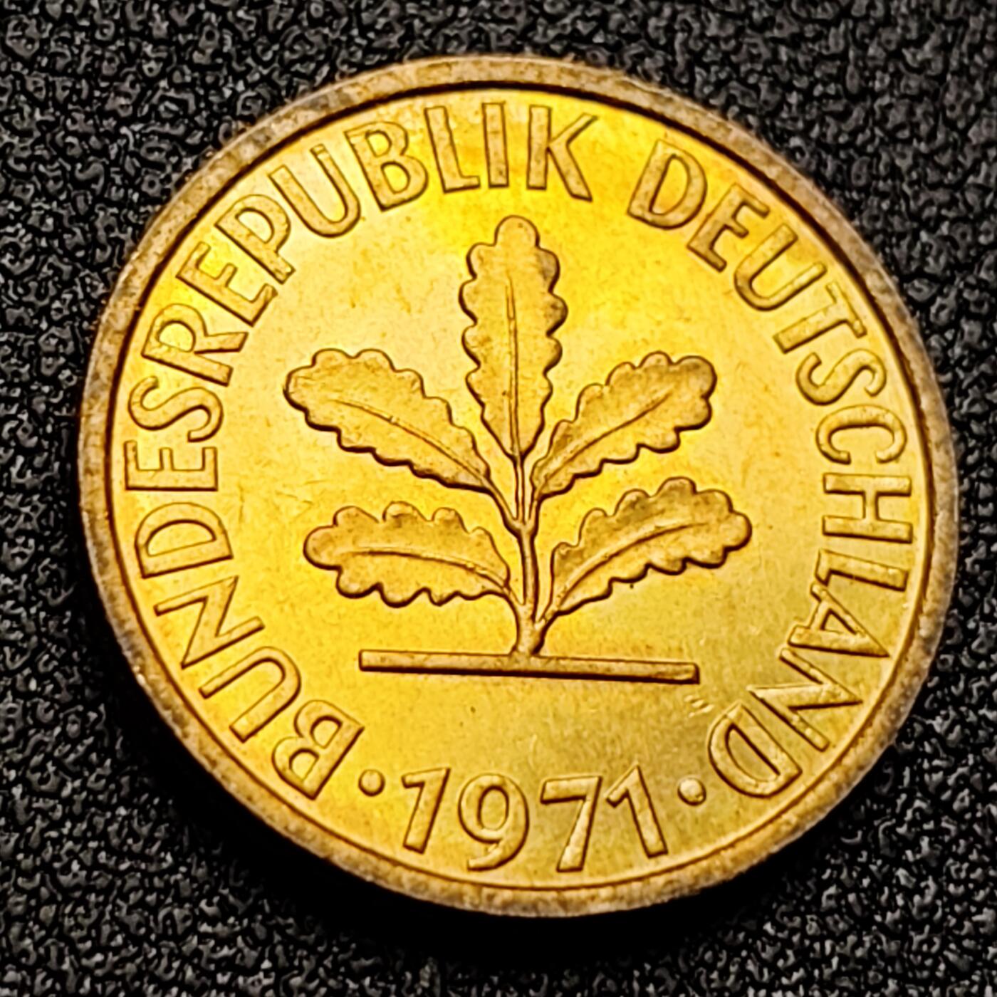 泉币菌-第121场-精品福利场 铜光美品 德国1971年 5芬尼硬币