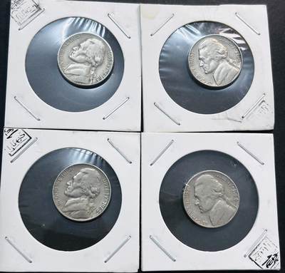 文馨钱币收藏第 278 场，银元，纸币，铜章场 长期接收代拍品 - 好品 1964 年美国杰斐逊 5 美分，3 枚 D 厂，1 枚无厂标，第八版首发年