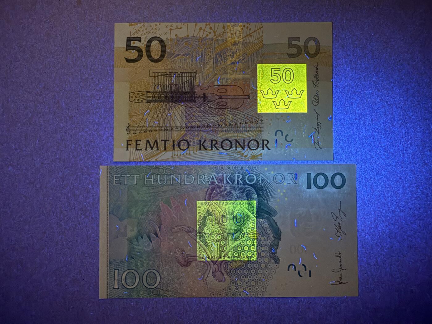 《艾美收藏》第218期-11.2周日外币荟萃 瑞典50、100克朗2张 UNC 夜莺和林奈