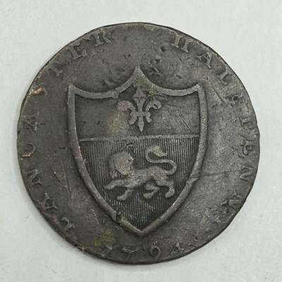 【淘币小摊】限时拍第七百八十四拍  老铜币场  满百包邮可预留两周  周一统一发货  - 英国1794年半便士铜币代币