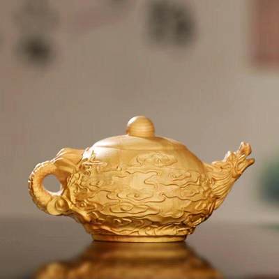 听雨轩（14）木雕 - 小叶黄杨木雕 祥龙把把壶文玩手把件 8cm