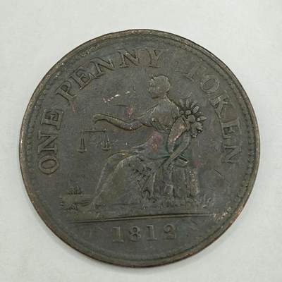 【淘币小摊】限时拍第七百八十四拍  老铜币场  满百包邮可预留两周  周一统一发货  - 英国1812年一便士铜币代币