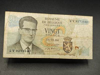 【淘币小摊】实时拍第七百八十三拍   无佣金纸币福利场   满百包邮可预留二周 每周一统一发货   - 比利时20法郎