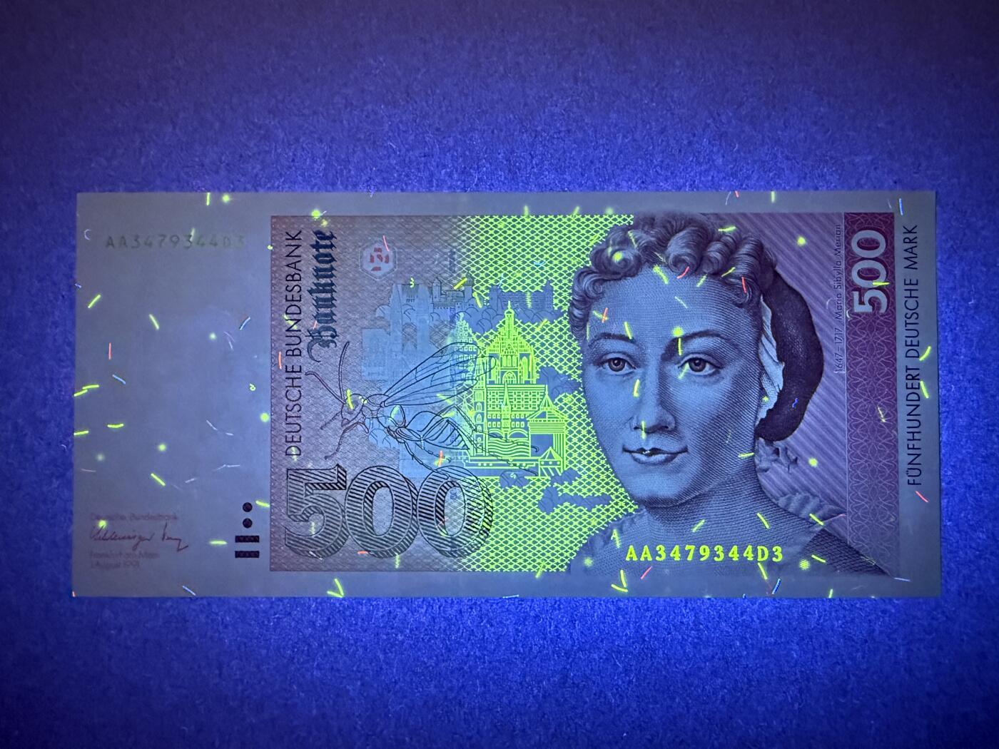 《艾美收藏》第218期-11.2周日外币荟萃 德国500马克 UNC 1991年 德国女画家梅里安 AA冠