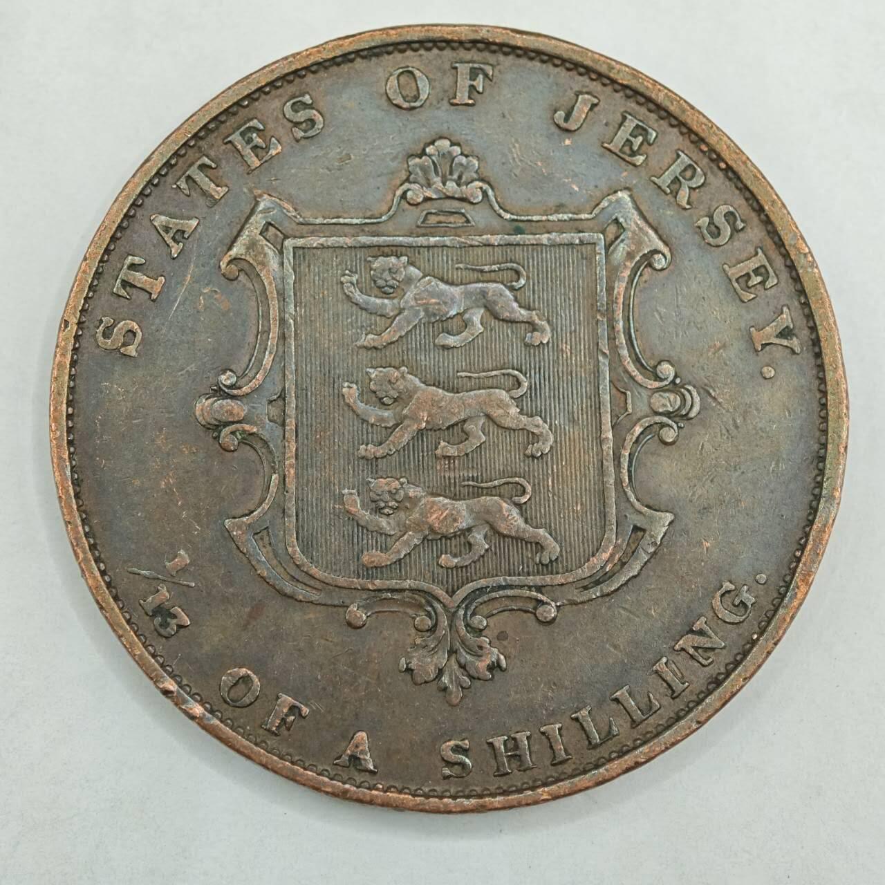 【淘币小摊】限时拍第七百八十四拍  老铜币场  满百包邮可预留两周  周一统一发货  泽西岛1851年维多利亚1/13先令铜币