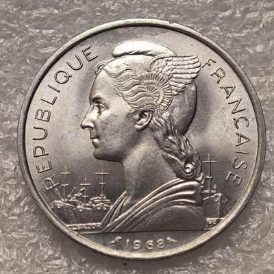 【淘币小摊】限时拍第七百八十六拍  黎巴嫩尼加拉瓜马达加斯加索马里专场  满百包邮可预留两周  周一统一发货  - 法属阿尔法伊萨1968年5法郎铝币 km14