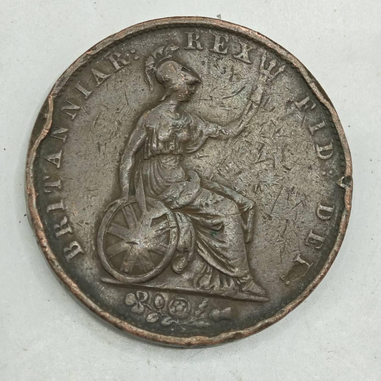 【淘币小摊】限时拍第七百八十四拍  老铜币场  满百包邮可预留两周  周一统一发货  英国1834年威廉四世半便士铜币