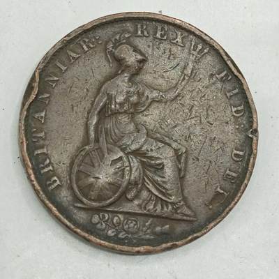 【淘币小摊】限时拍第七百八十四拍  老铜币场  满百包邮可预留两周  周一统一发货  - 英国1834年威廉四世半便士铜币