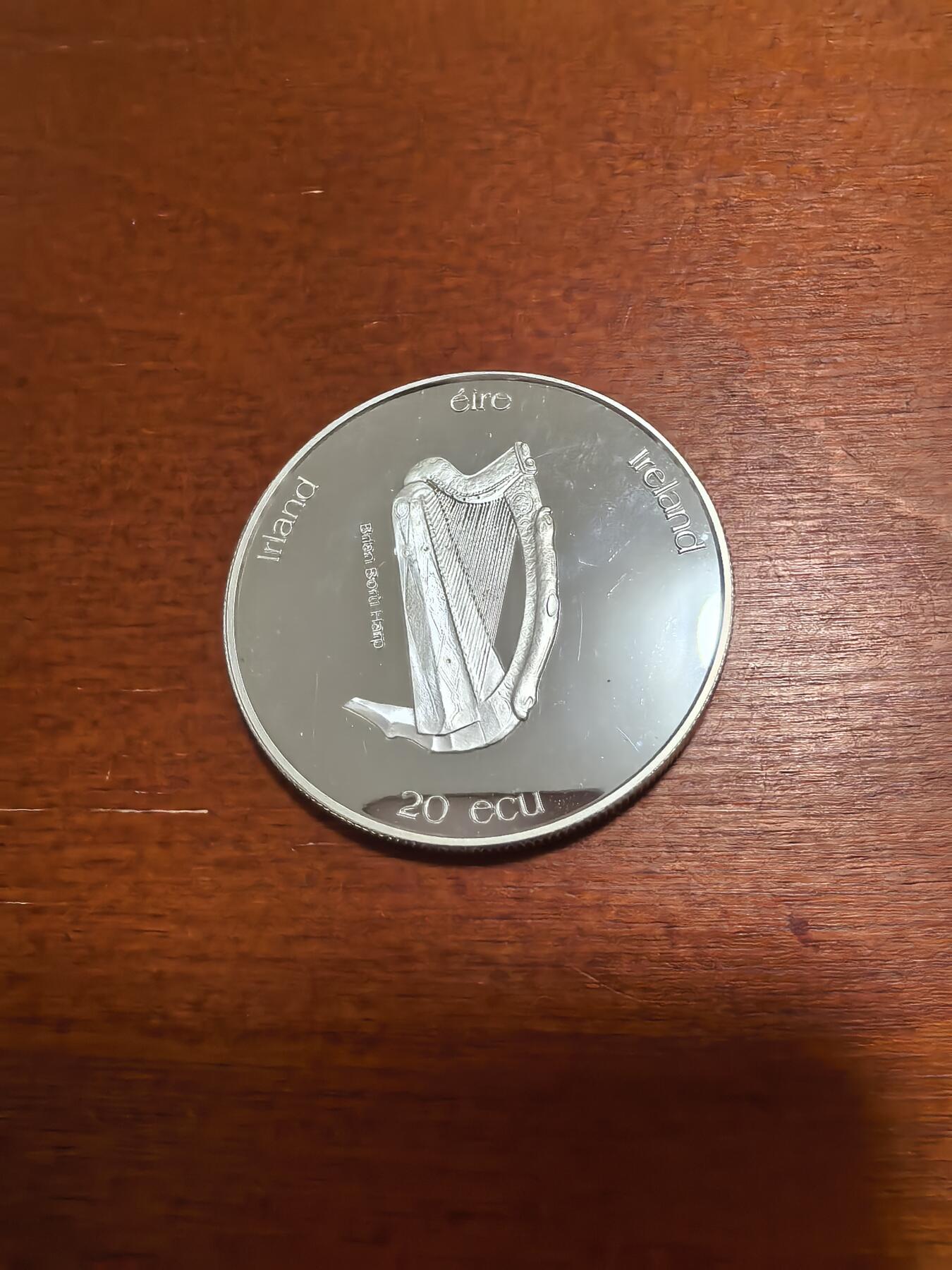 长老汇蛇年精选第六十九场拍卖 珍稀币！1995爱尔兰圣帕特里克20埃居精制银币，25克925银