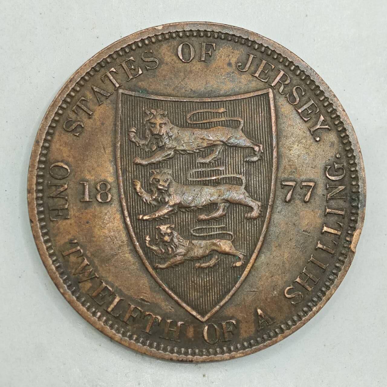 【淘币小摊】限时拍第七百八十四拍  老铜币场  满百包邮可预留两周  周一统一发货  泽西岛1877年维多利亚1/12先令铜币