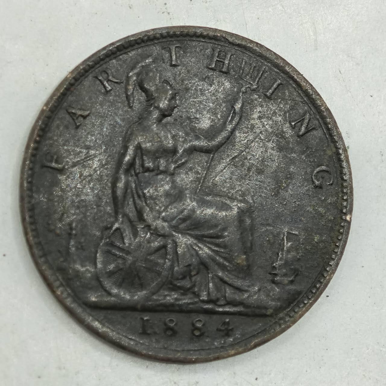 【淘币小摊】限时拍第七百八十四拍  老铜币场  满百包邮可预留两周  周一统一发货  英国1884年维多利亚法新铜币