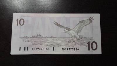 世界钱币～微拍第212期暨2025年第52期  部分库存清仓选号 - 1989年加拿大10元鸟版 全新绝品无4尾号156
