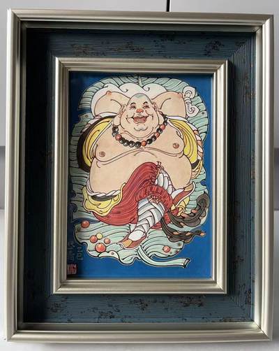白泽拍卖卡牌手绘专场第27期 - 2025 陈岱青手绘画 弥勒佛 已装裱 尺寸：12cm*16.5cm 陈岱青亲签