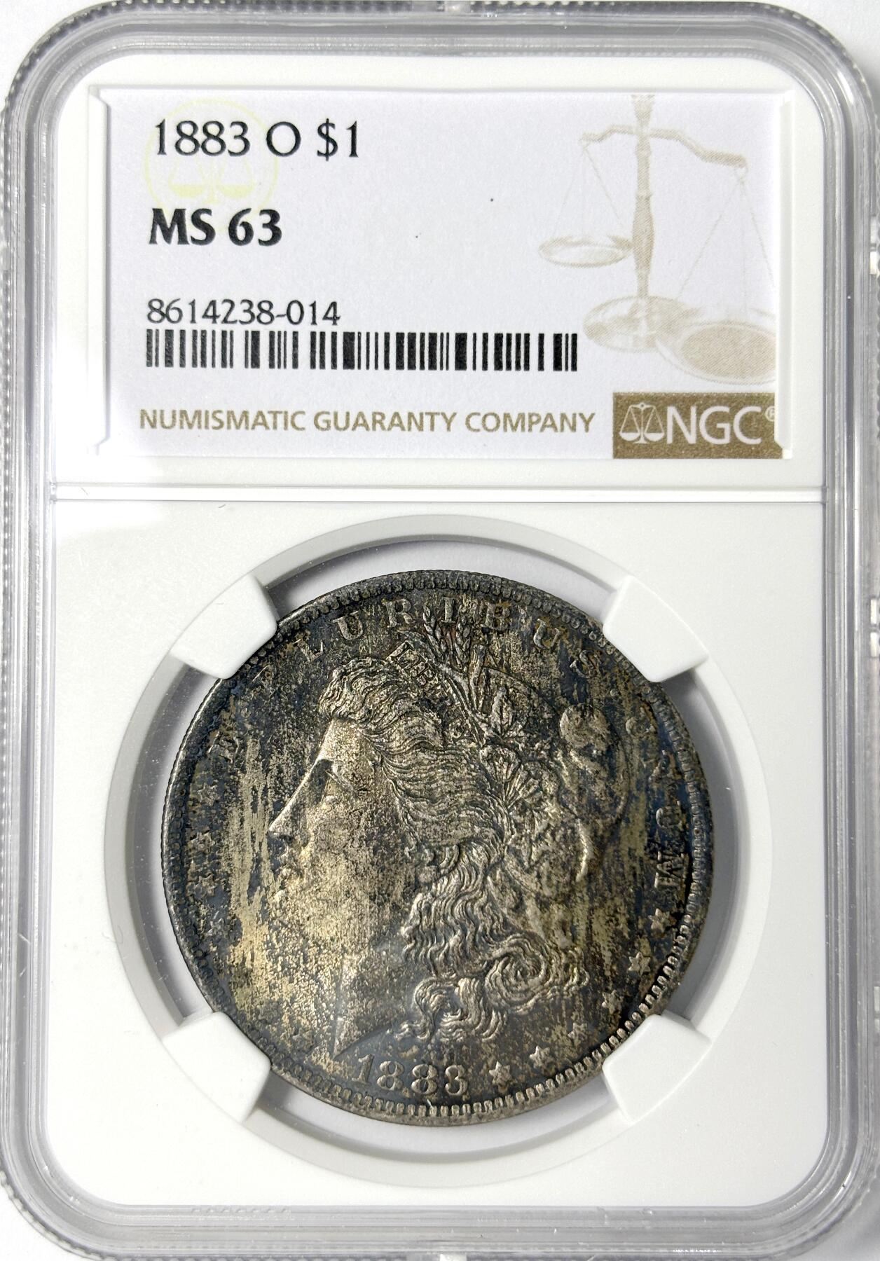 【雨安】【世界币章112-113期】周五/周六 两场连拍 2025-11-01 周六 19:30 保真 8秒倒数自动落锤 高效拍卖 [评级美洲] USA 美国 1美元 (1878-1921) 摩根 1883年O NGC-MS63 顶级老味道老酱彩