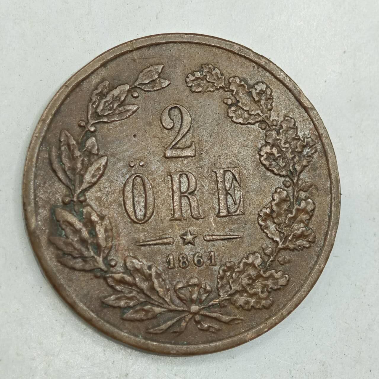 【淘币小摊】限时拍第七百八十四拍  老铜币场  满百包邮可预留两周  周一统一发货  瑞典1861年2欧尔铜币