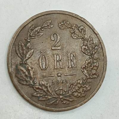 【淘币小摊】限时拍第七百八十四拍  老铜币场  满百包邮可预留两周  周一统一发货  - 瑞典1861年2欧尔铜币